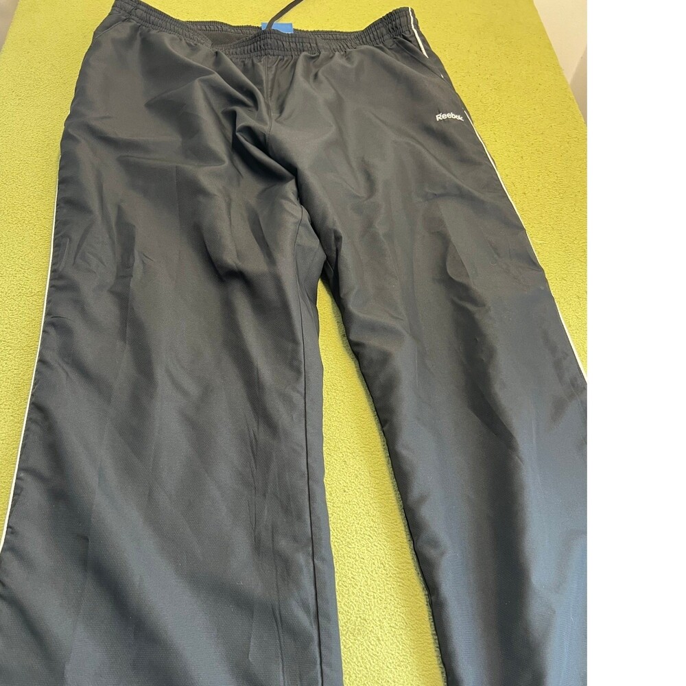 vtg Reebok pants windbreaker track black LG mens elastic waist classic retro